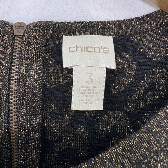 Chico's Animal Print Sweater Metallic Long Sleeve Wool Blend Womens Size 3 (XL) - Picture 5 of 6